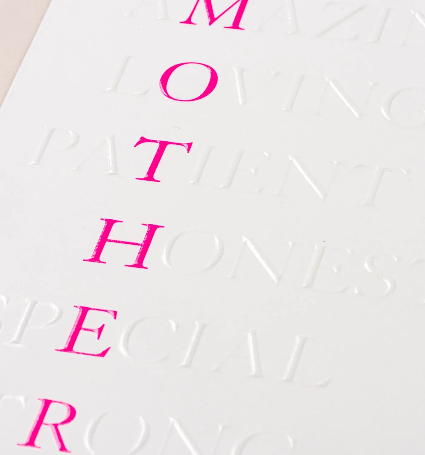 Mother (Amazing, Loving, Patient, Honest, Special, Strong) Mother's Day Card