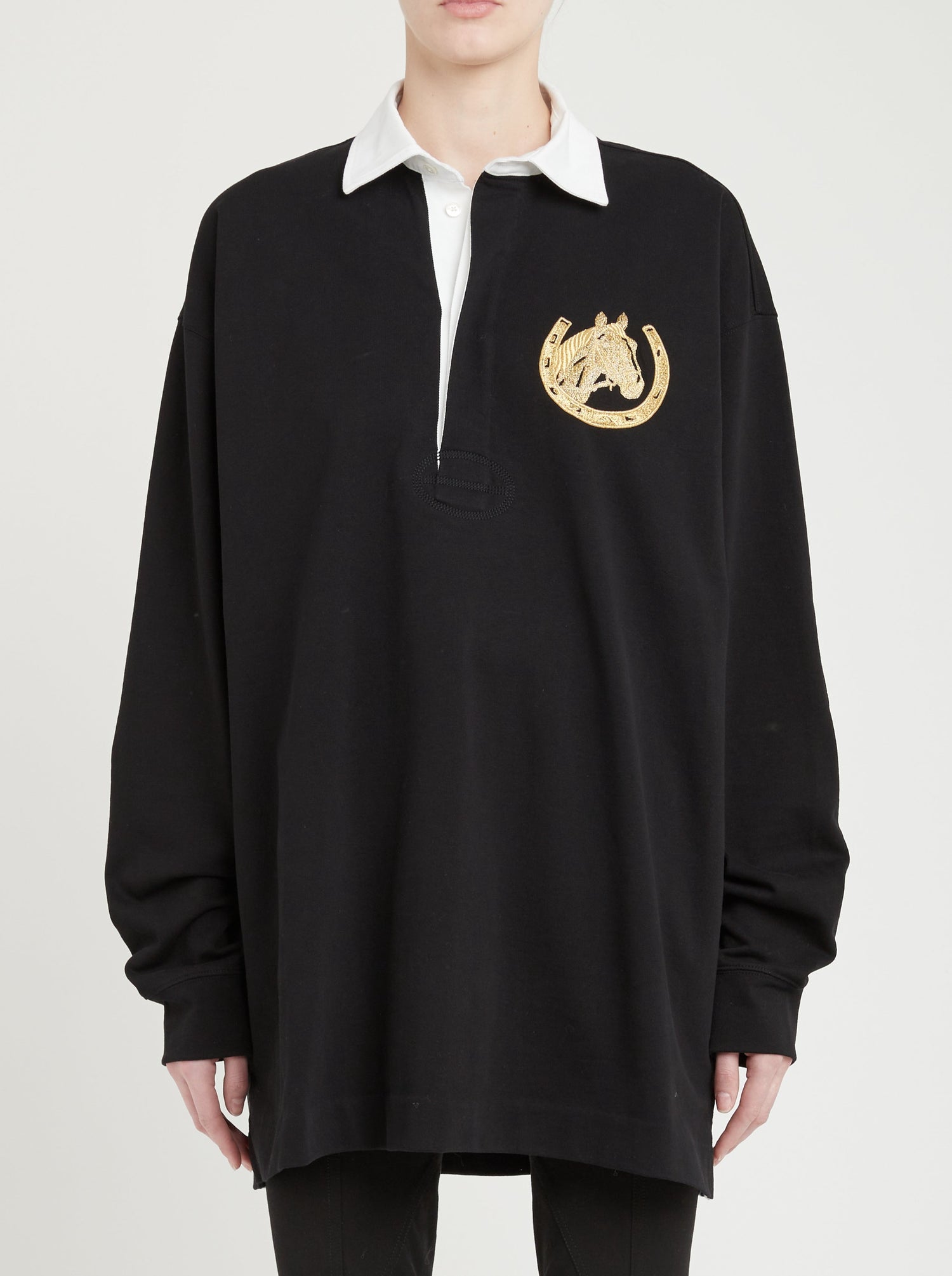 Rugby Oversized Polo Shirt, black