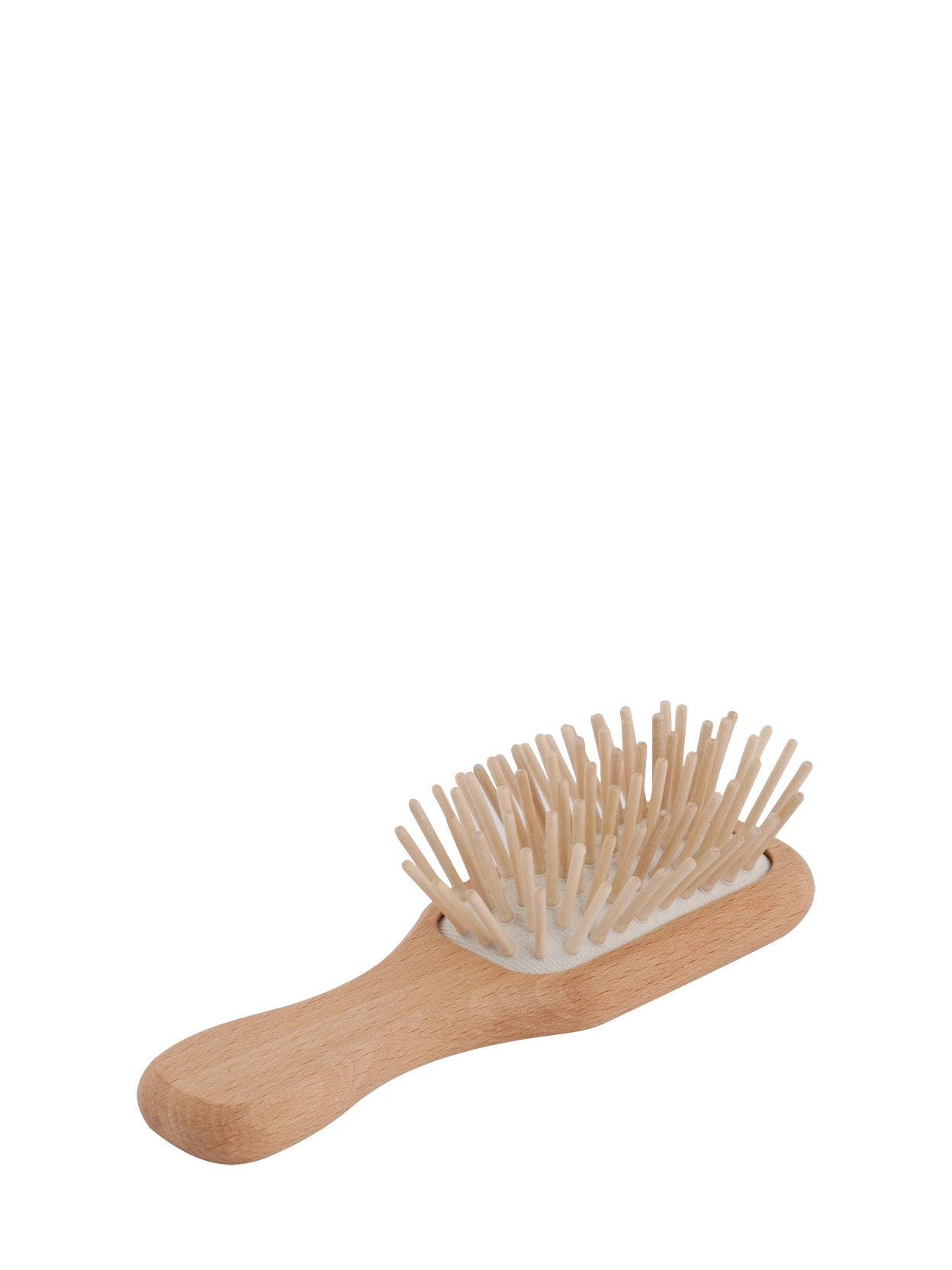 Pocket hairbrush, wooden pins