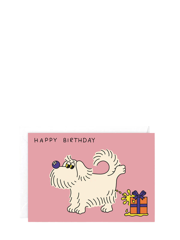 Dog pee, birthday card