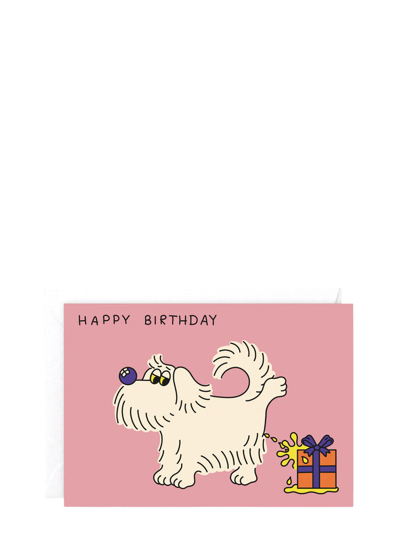 Dog pee, birthday card