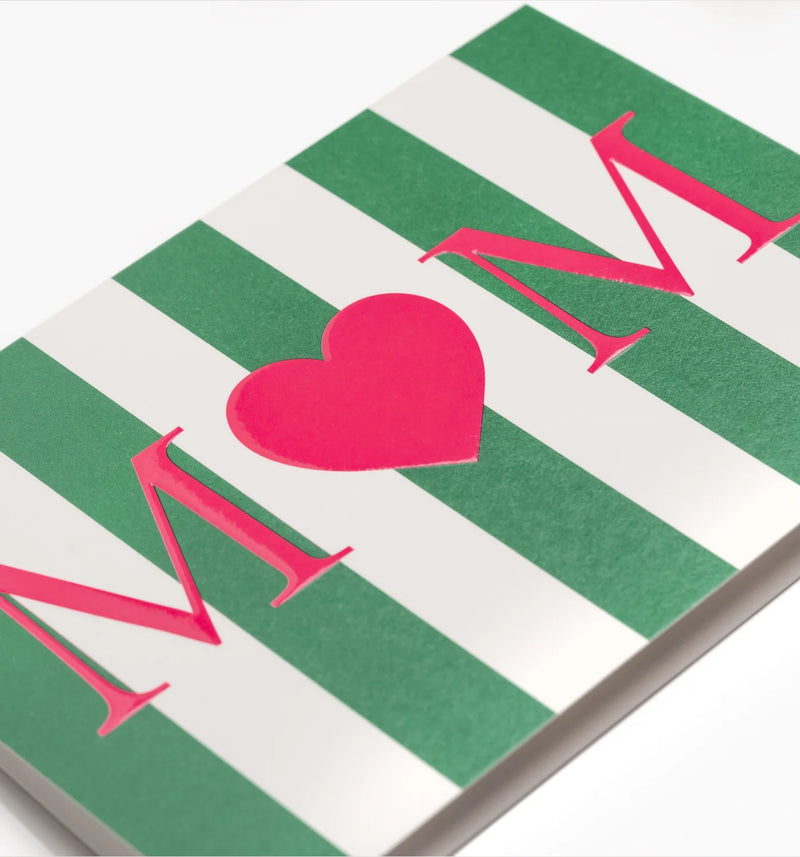 Mum heart green stripes mother's day card
