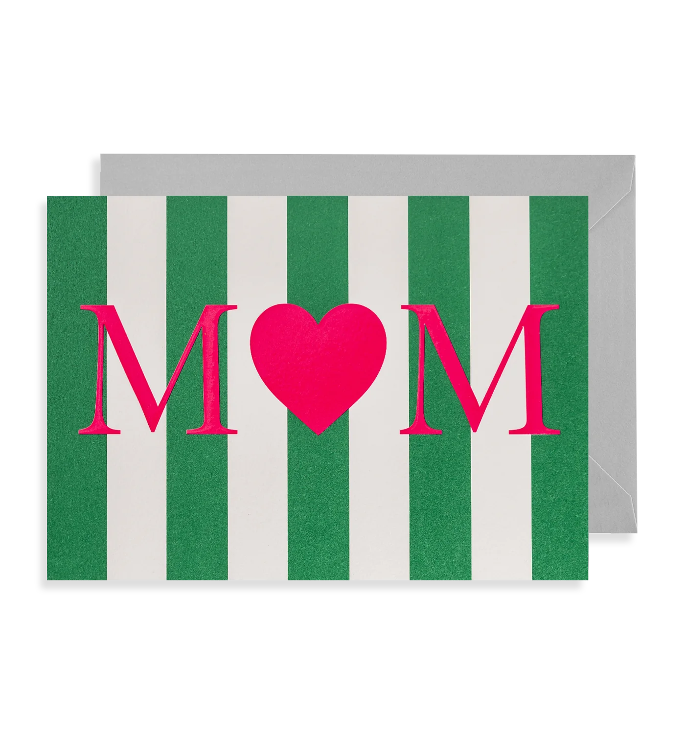 Mum Heart Green Stripes Mother's Day Card