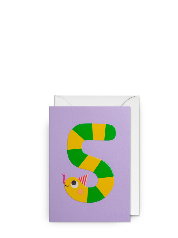 Stripy snake kids' milestone 5th, birthday card