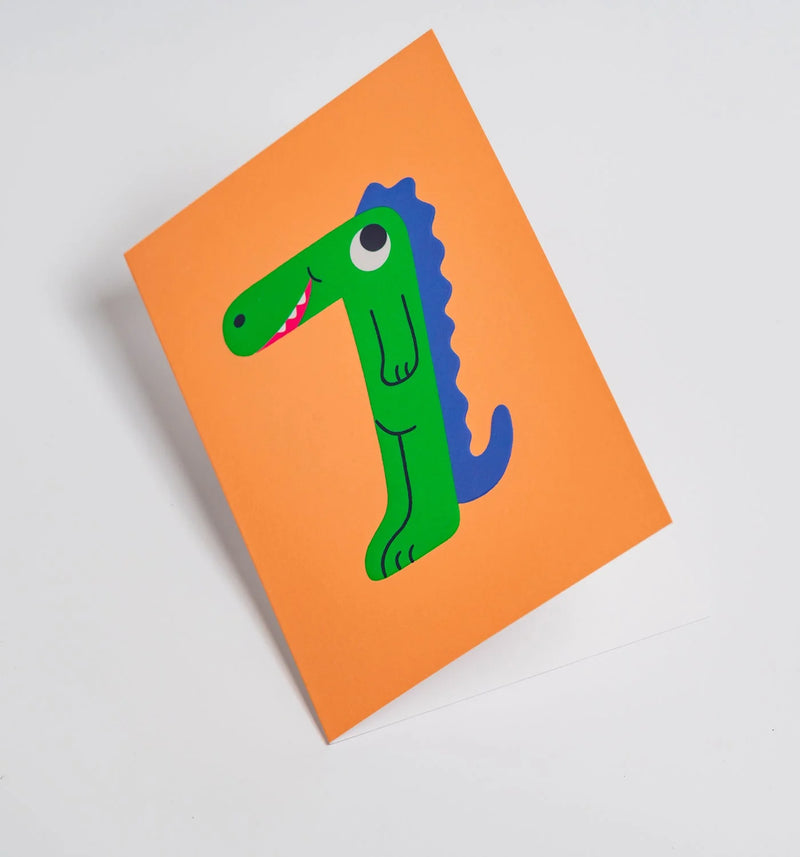 Snappy Crocodile Kid’s Milestone 7th, birthday card