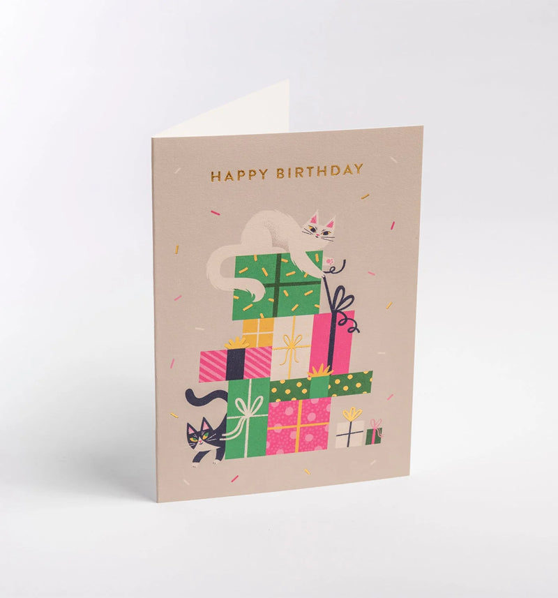 Cats presents, birthday card