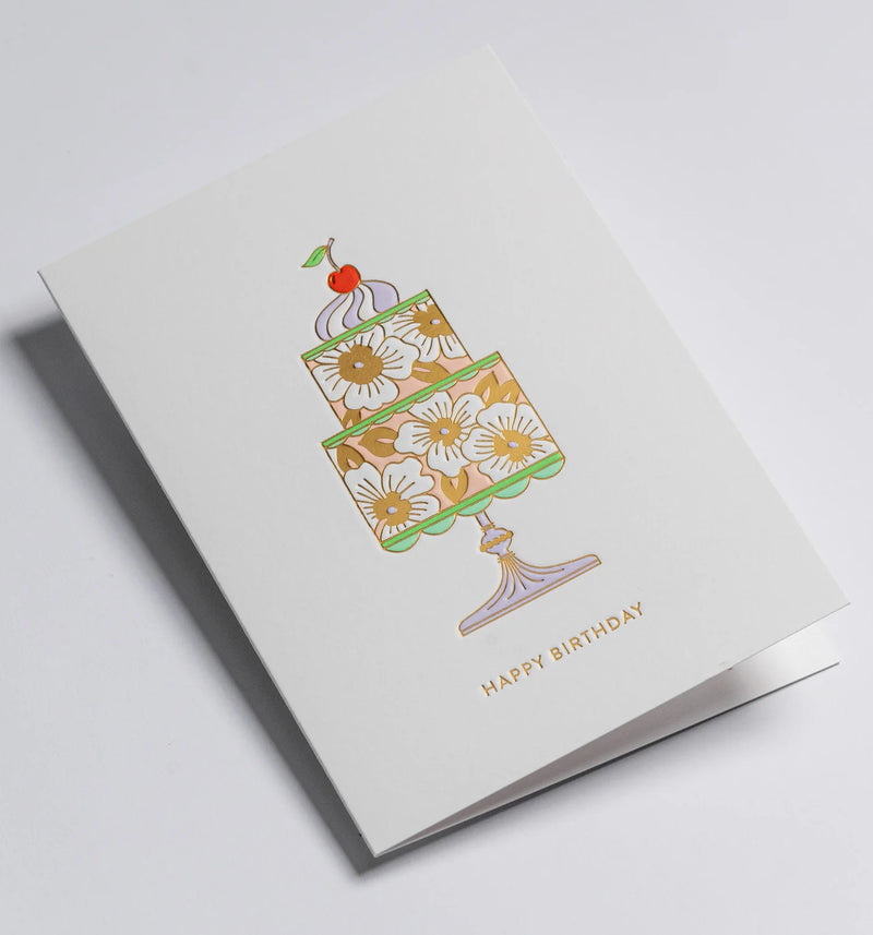 Decorative floral cake, birthday card