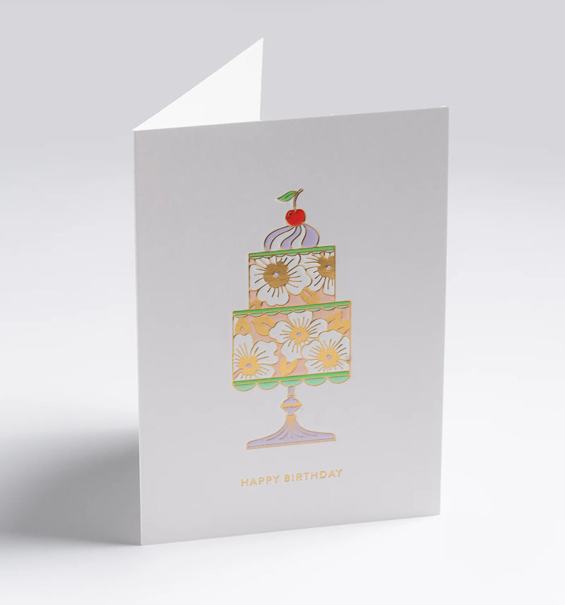 Decorative floral cake, birthday card