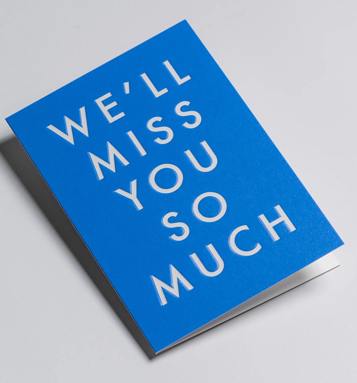 We'll miss you blue farewell card