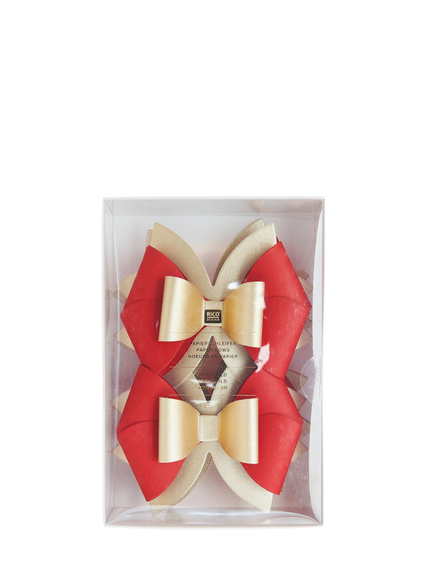 Paper bows, red/gold fsc mix (4pcs)