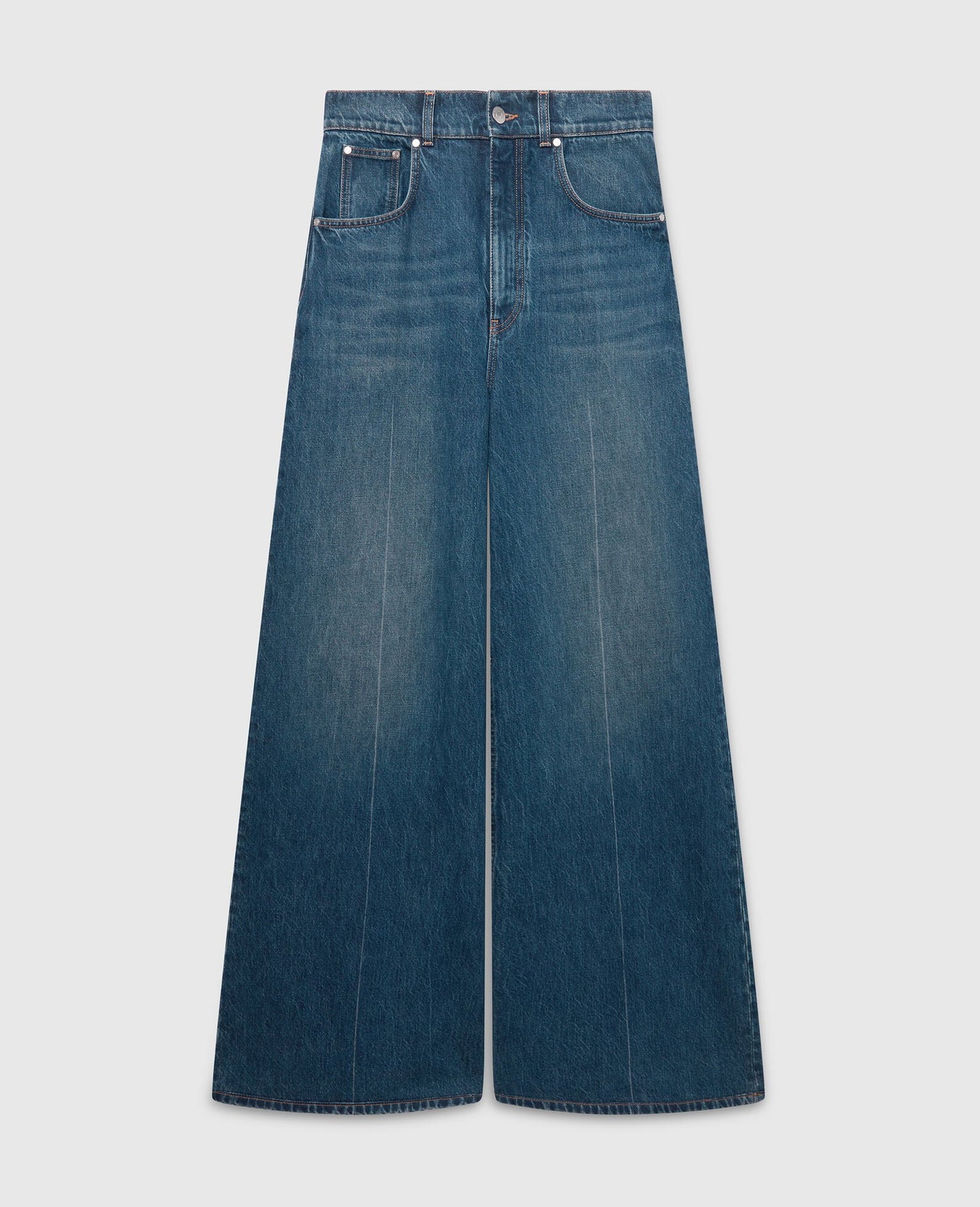 Wide high waist leg jeans, dark blue