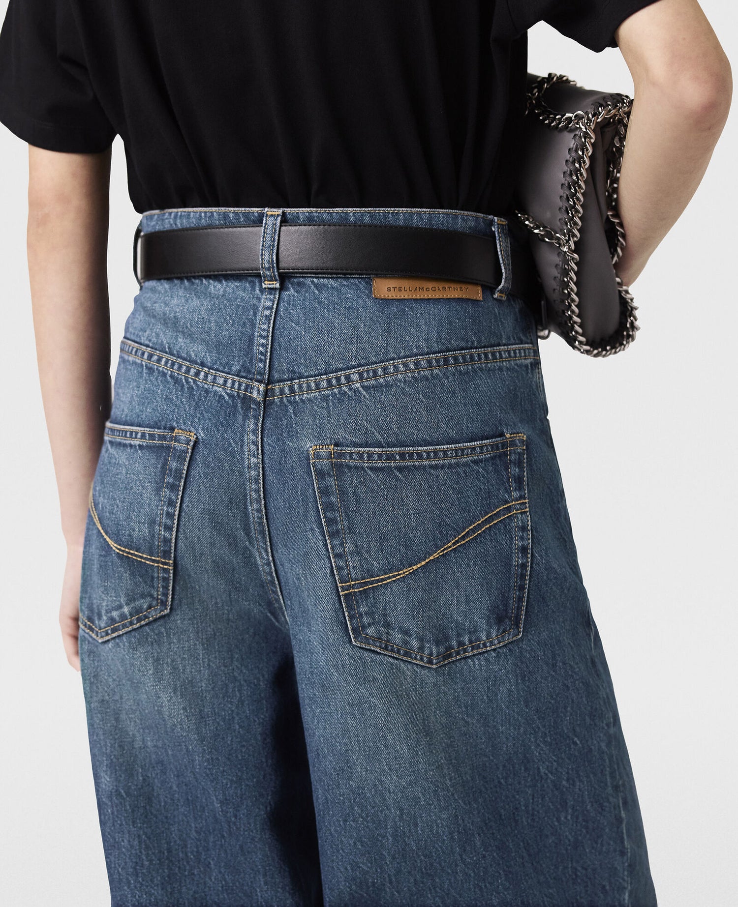 Wide high waist leg jeans, dark blue