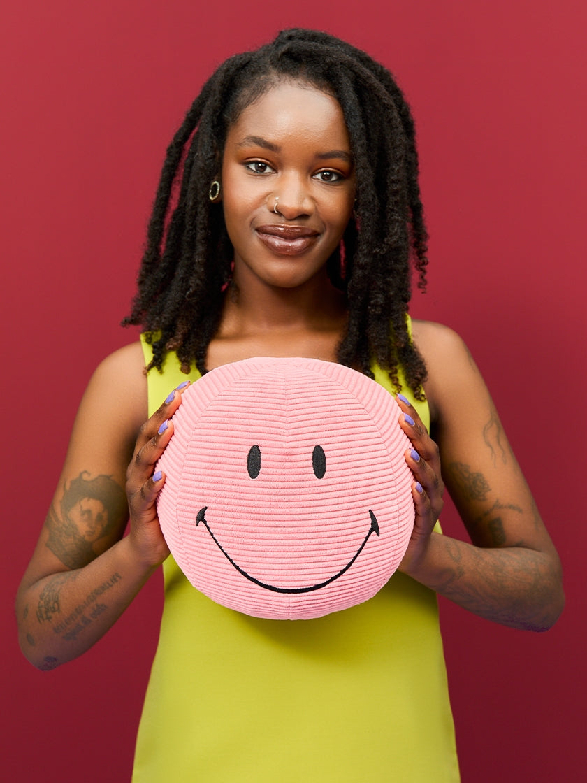Smiley ECO corduroy soft toy, bubblegum pink (23 cm)