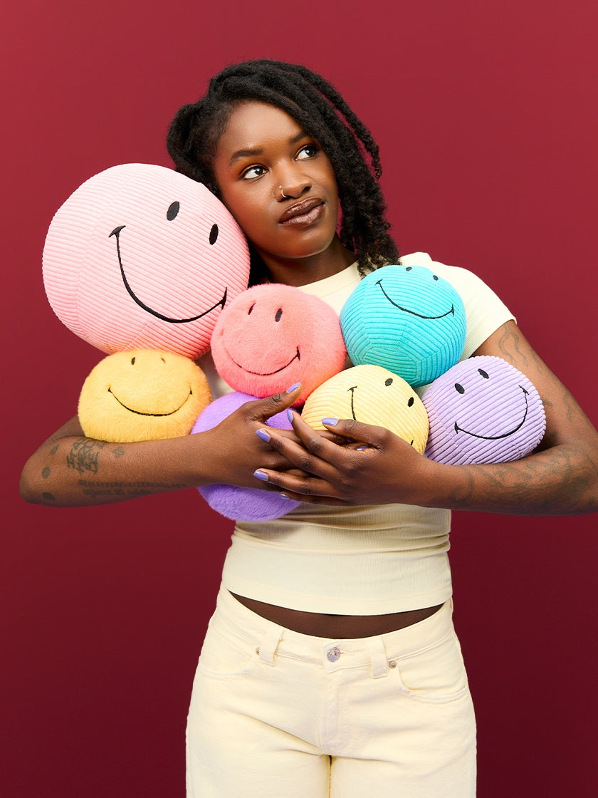 Smiley ECO corduroy soft toy, bubblegum pink (23 cm)