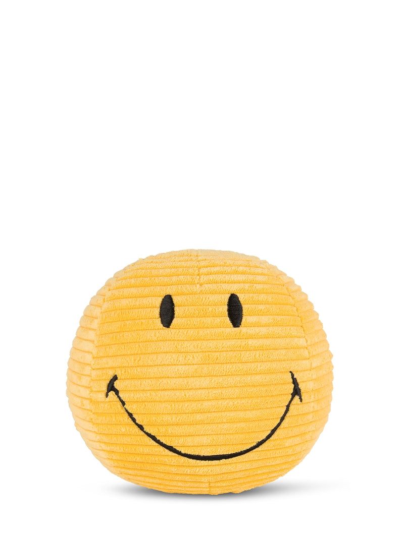 Small smiley ECO corduroy soft toy, yellow (13 cm)