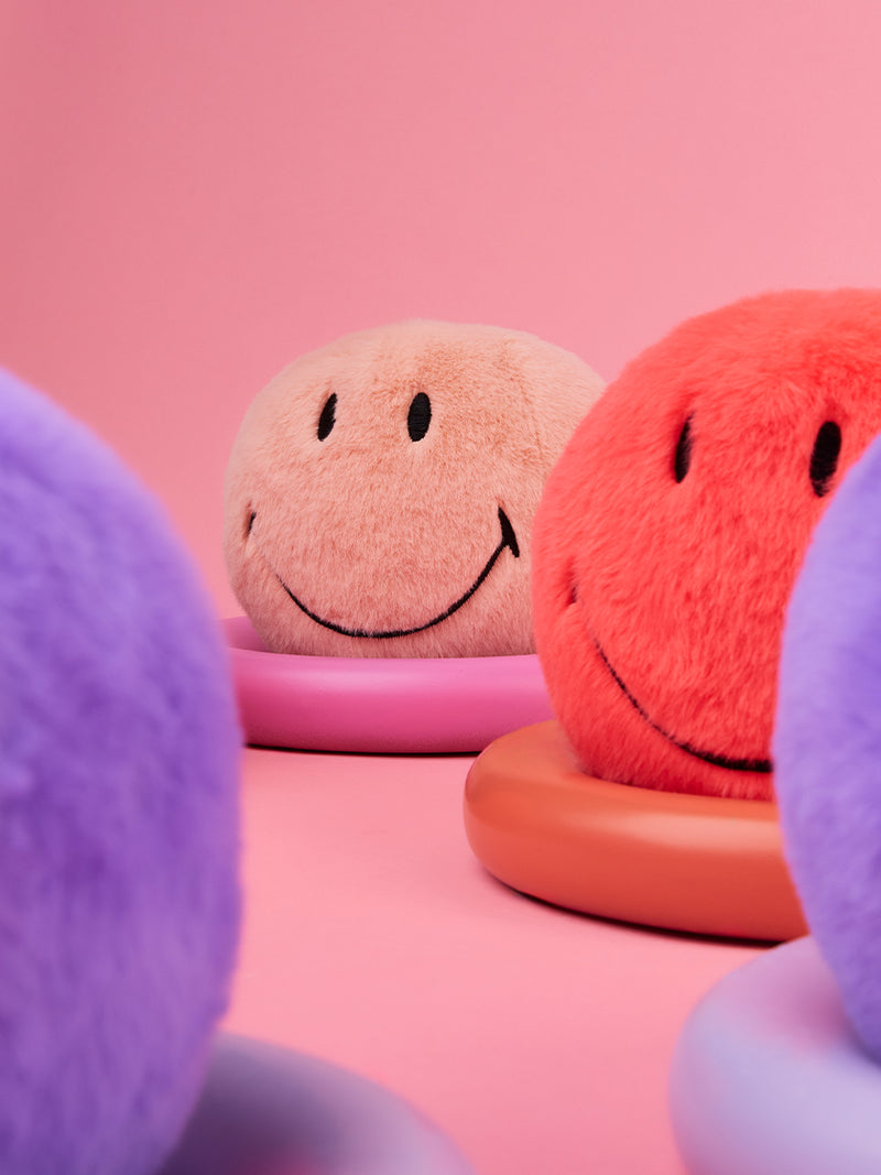 Small Smiley ECO fuzzy soft toy, pink (13 cm)