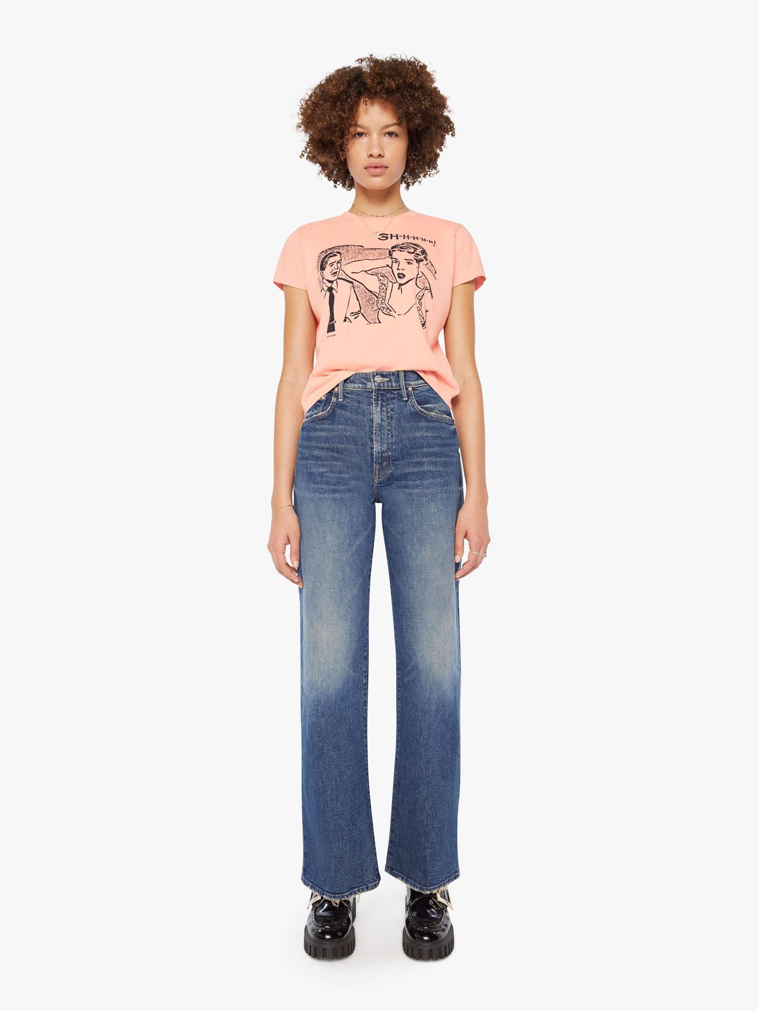 The Boxy Goodie Goodie print t-shirt, peach