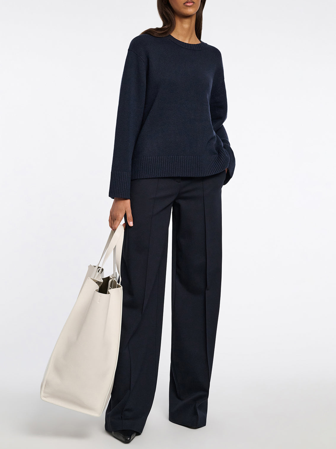 Wide leg pants in Punto Milano jersey, black