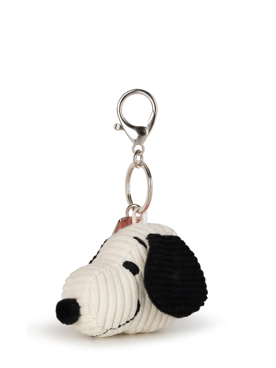 Snoopy head corduroy keychain, cream (4,5 cm)