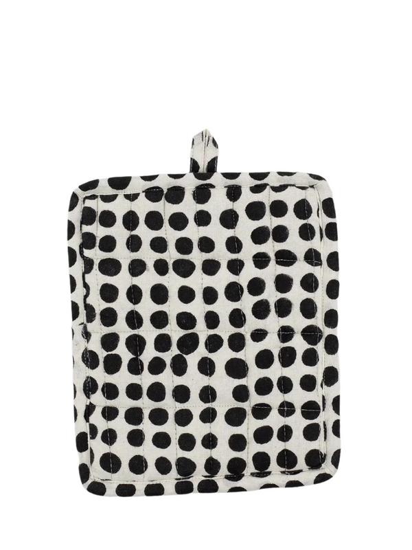 Dots pot holder, white/black
