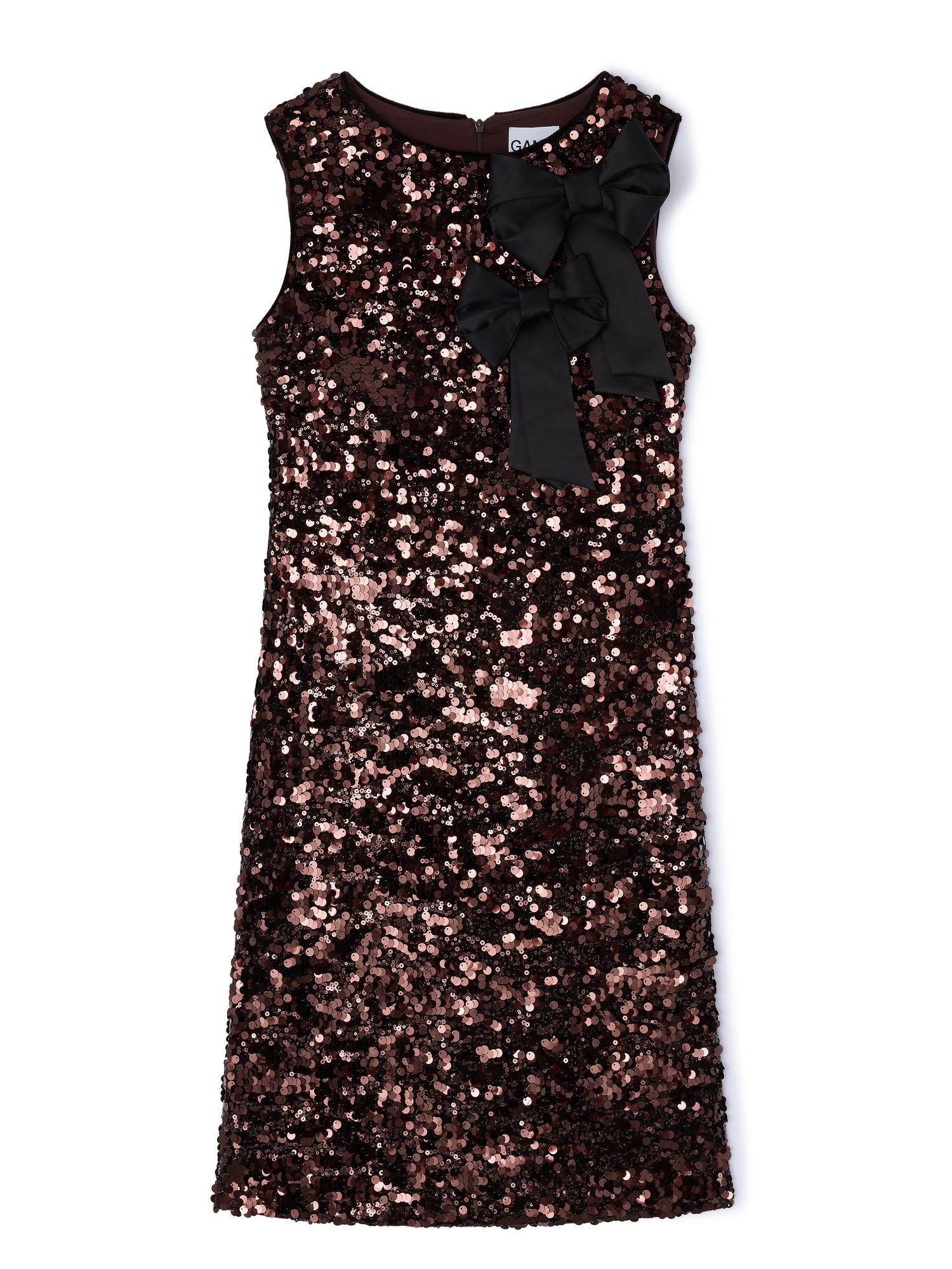 Velvet sequins straight midi dress, demitasse