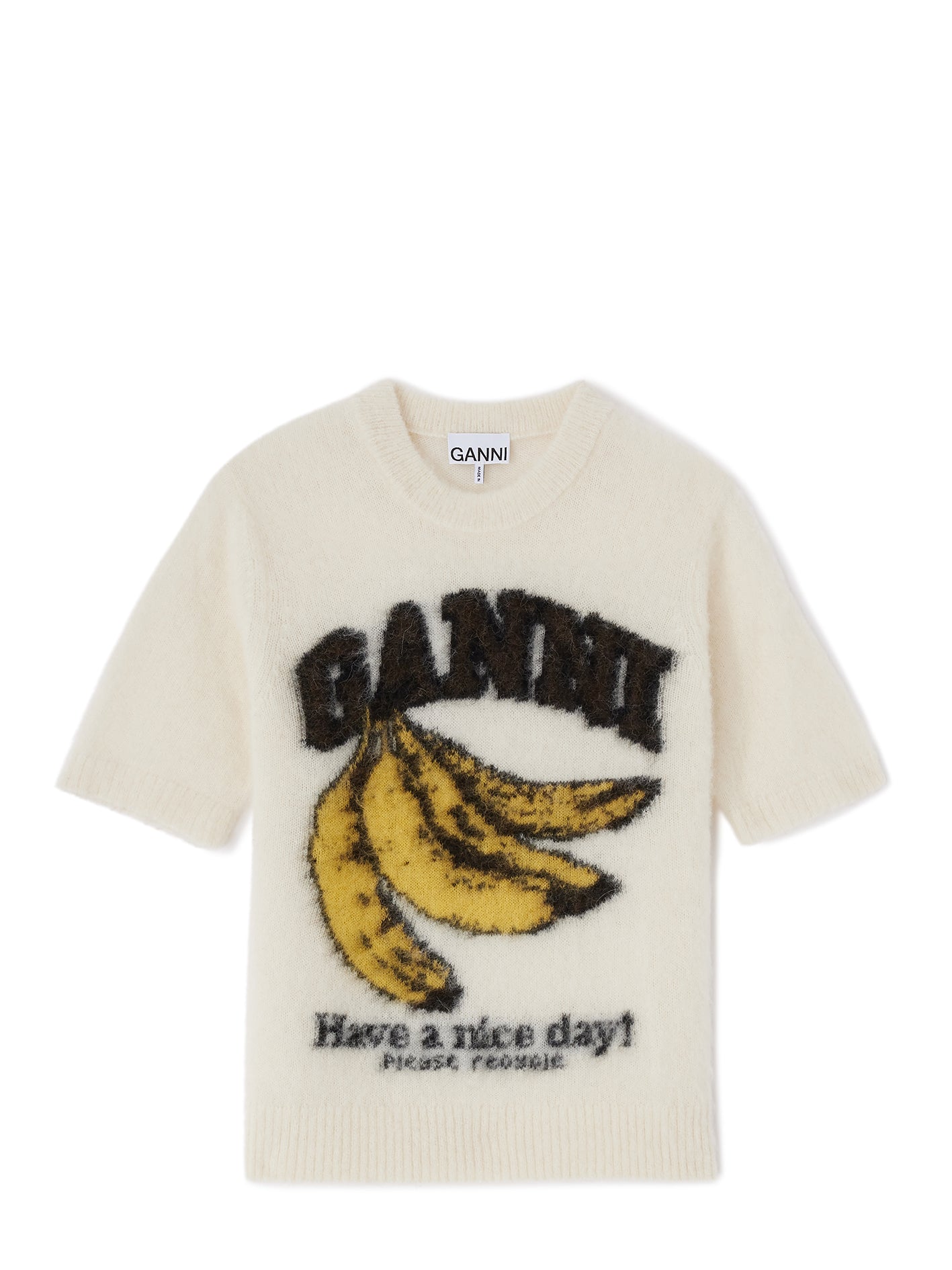 Brushed alpaca graphic t-shirt, ivory