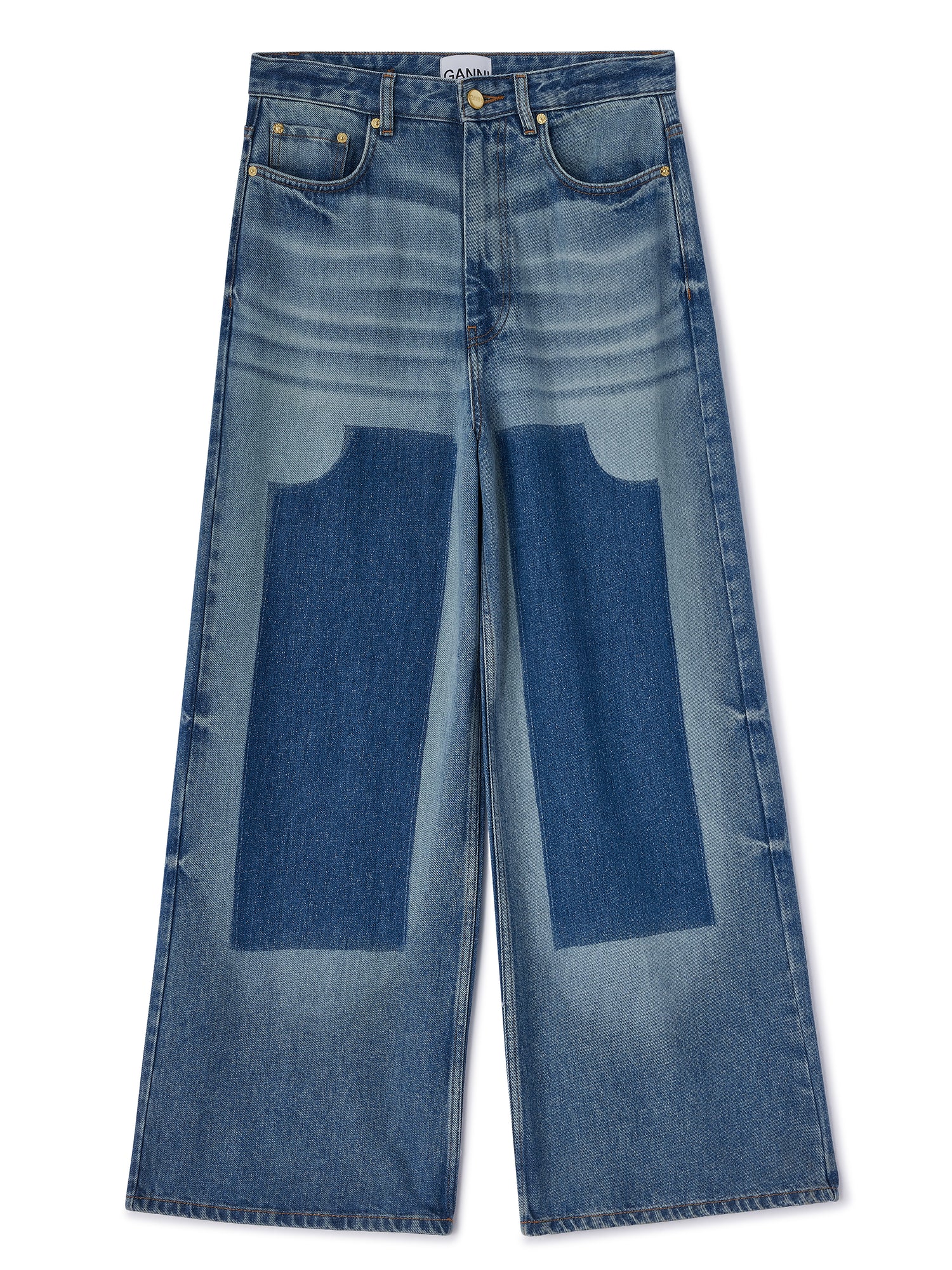 Light weight denim two-tone baggy jeans, tint wash