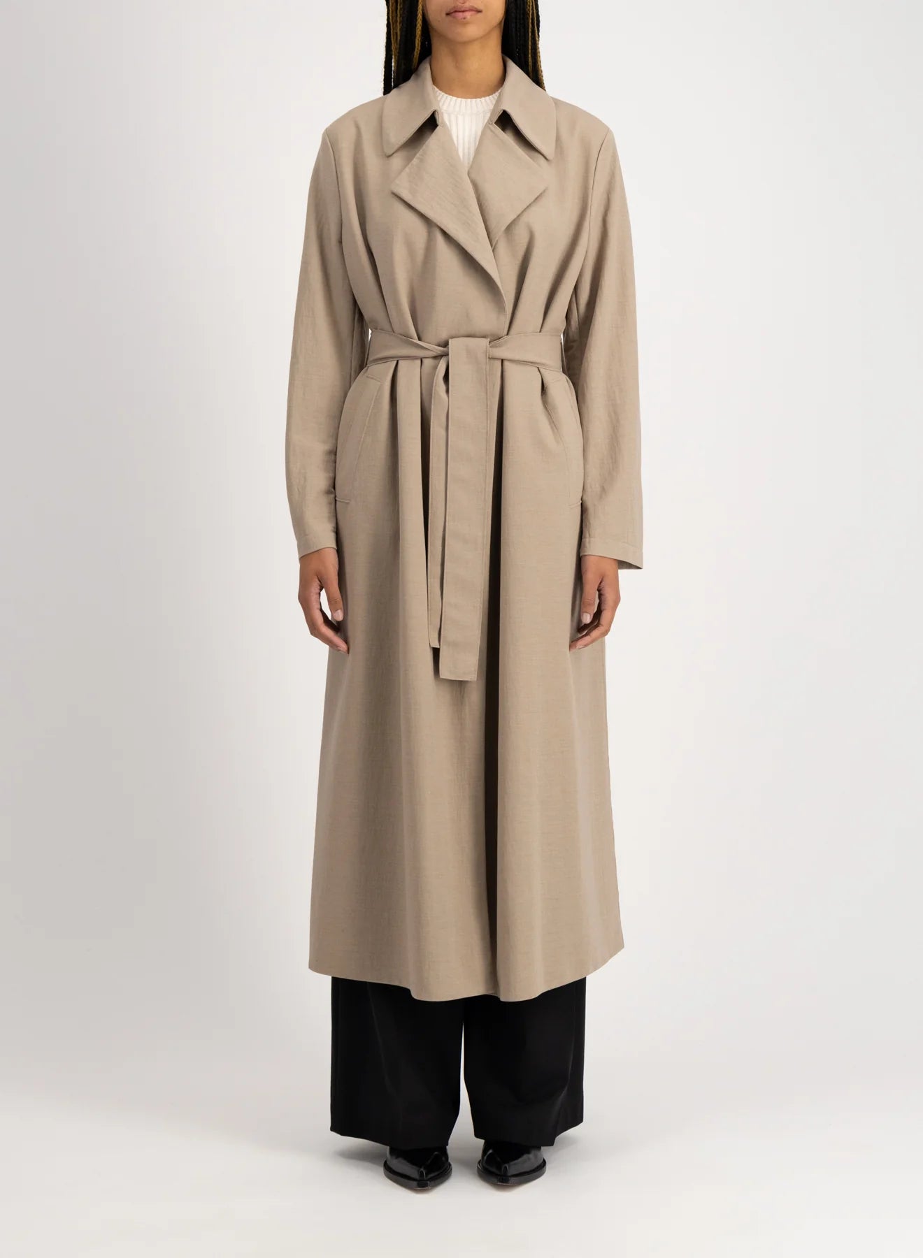 Long trench rayon, beige