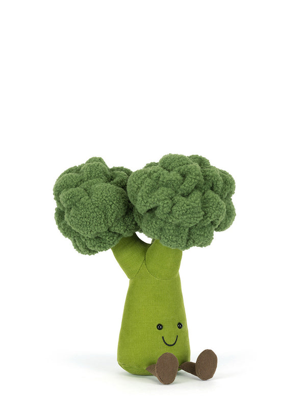 Plush toy shaped like a broccoli on a white background