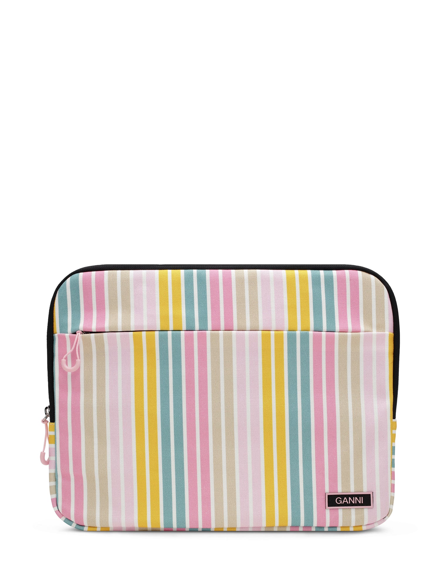GANNI: Laptop sleeve. Recycled cotton. Multicolour stripes. My o My - Helsinki.