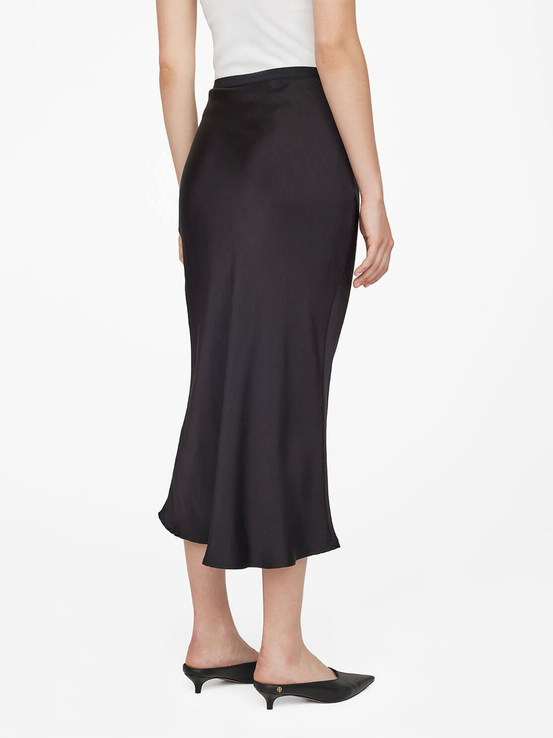 Anine Bing: Bar fluted silk skirt, black