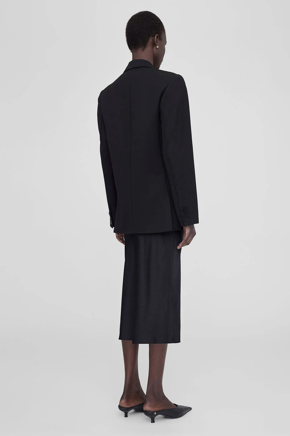 Signature bar silk skirt, black
