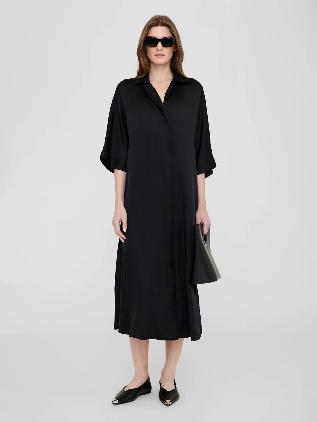 Julia silk blend midi dress, black