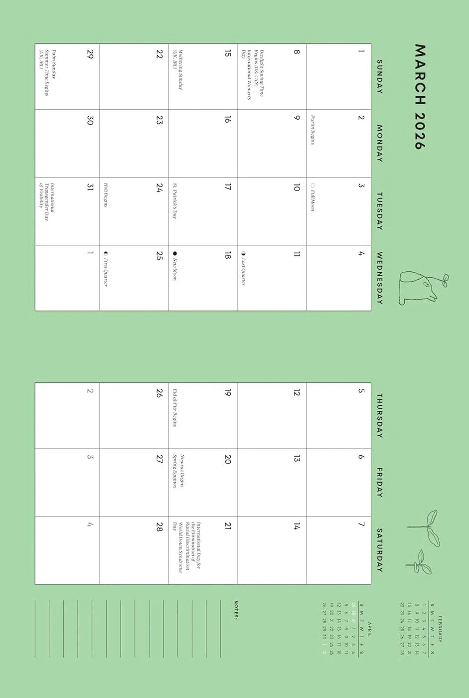 Studio Ghibili My neighbour Totoro 2026 weekly planner calendar