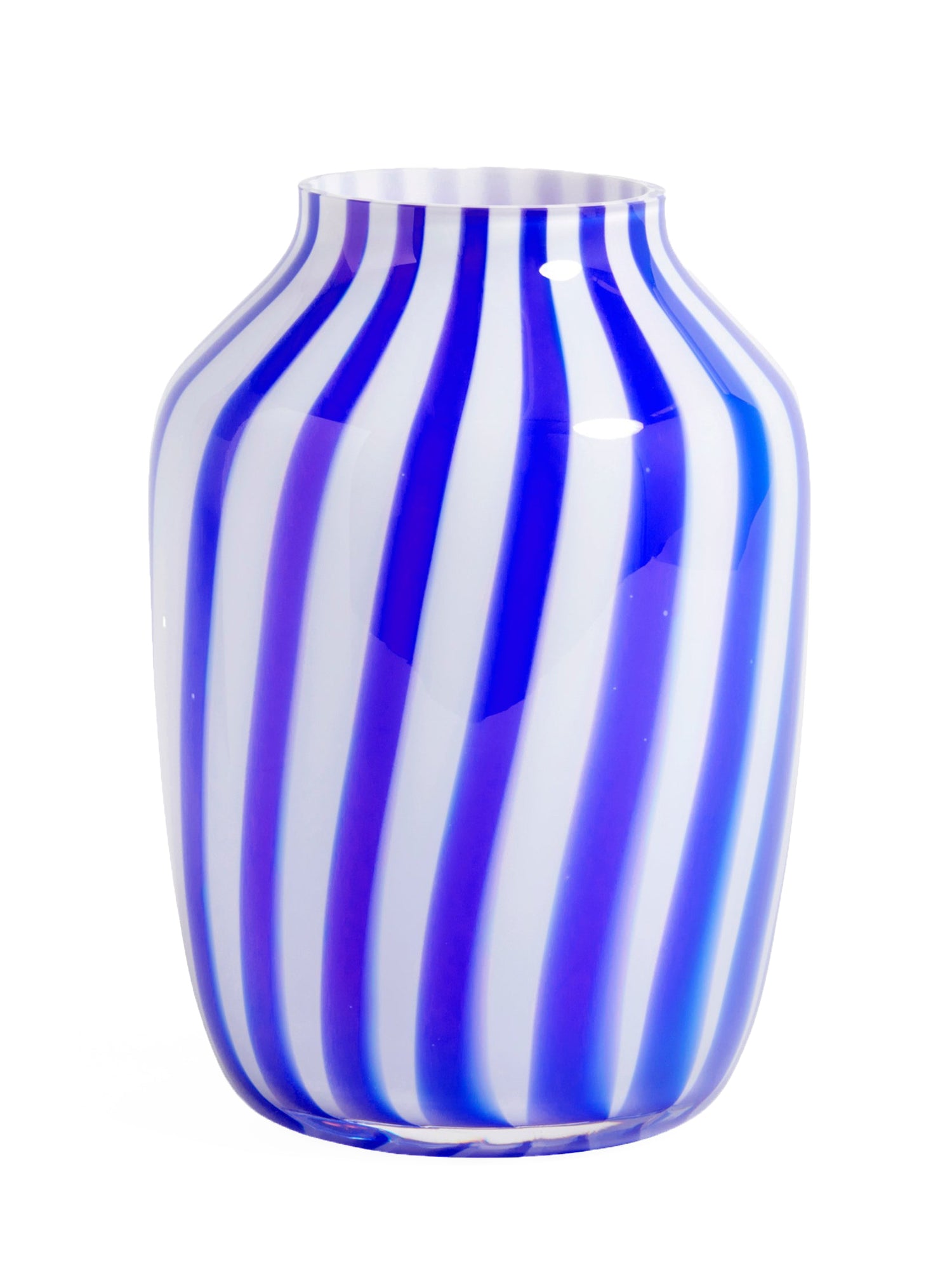 Juice Vase High, striped electric blue