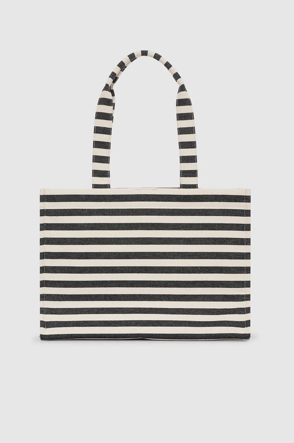 Lara tote, black and natural stripe