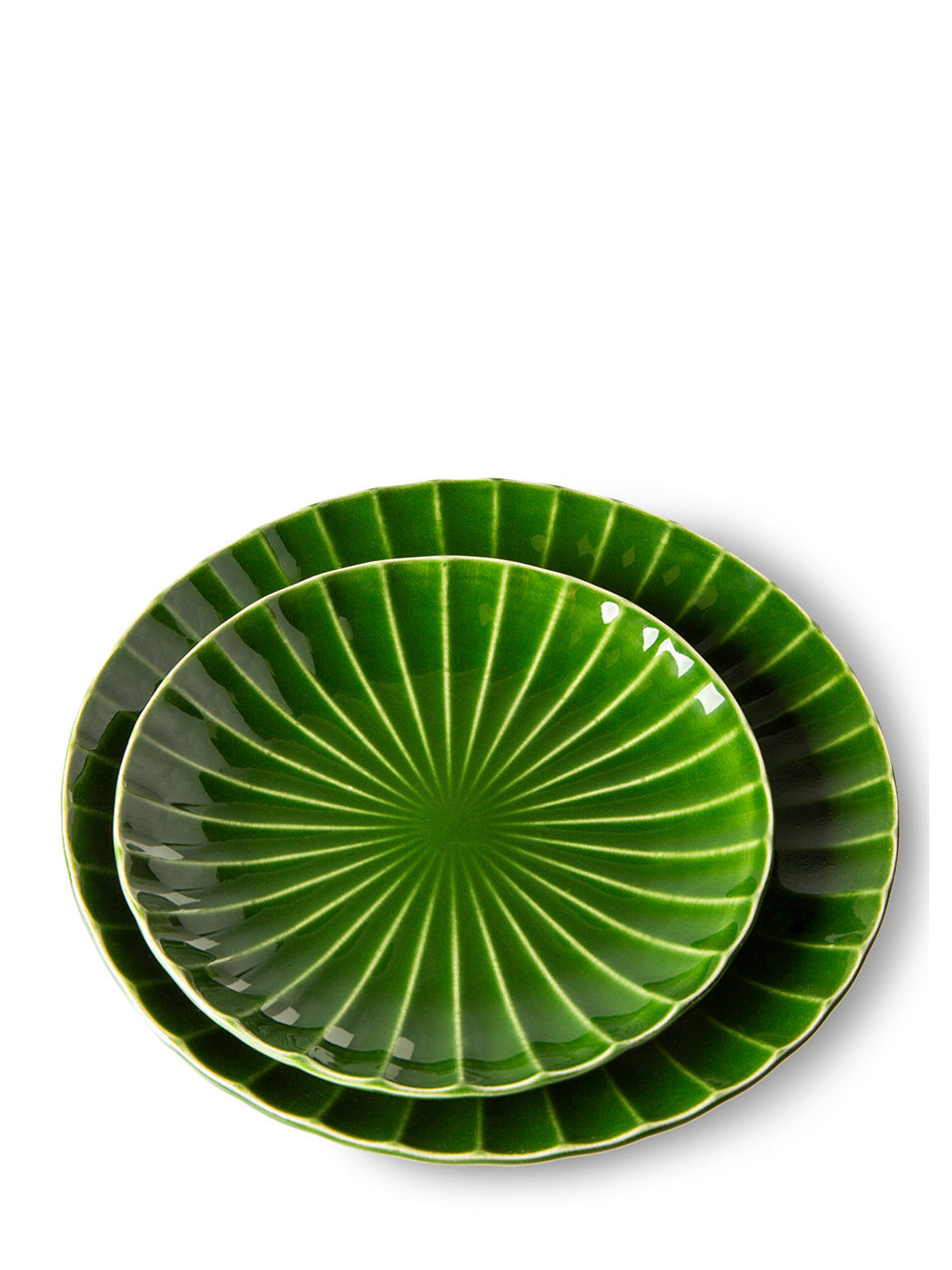Ceramic side plate ribbed, green (21,6cm)