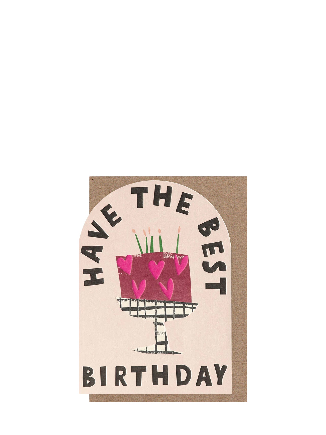 Birthday cake with hearts birthday card