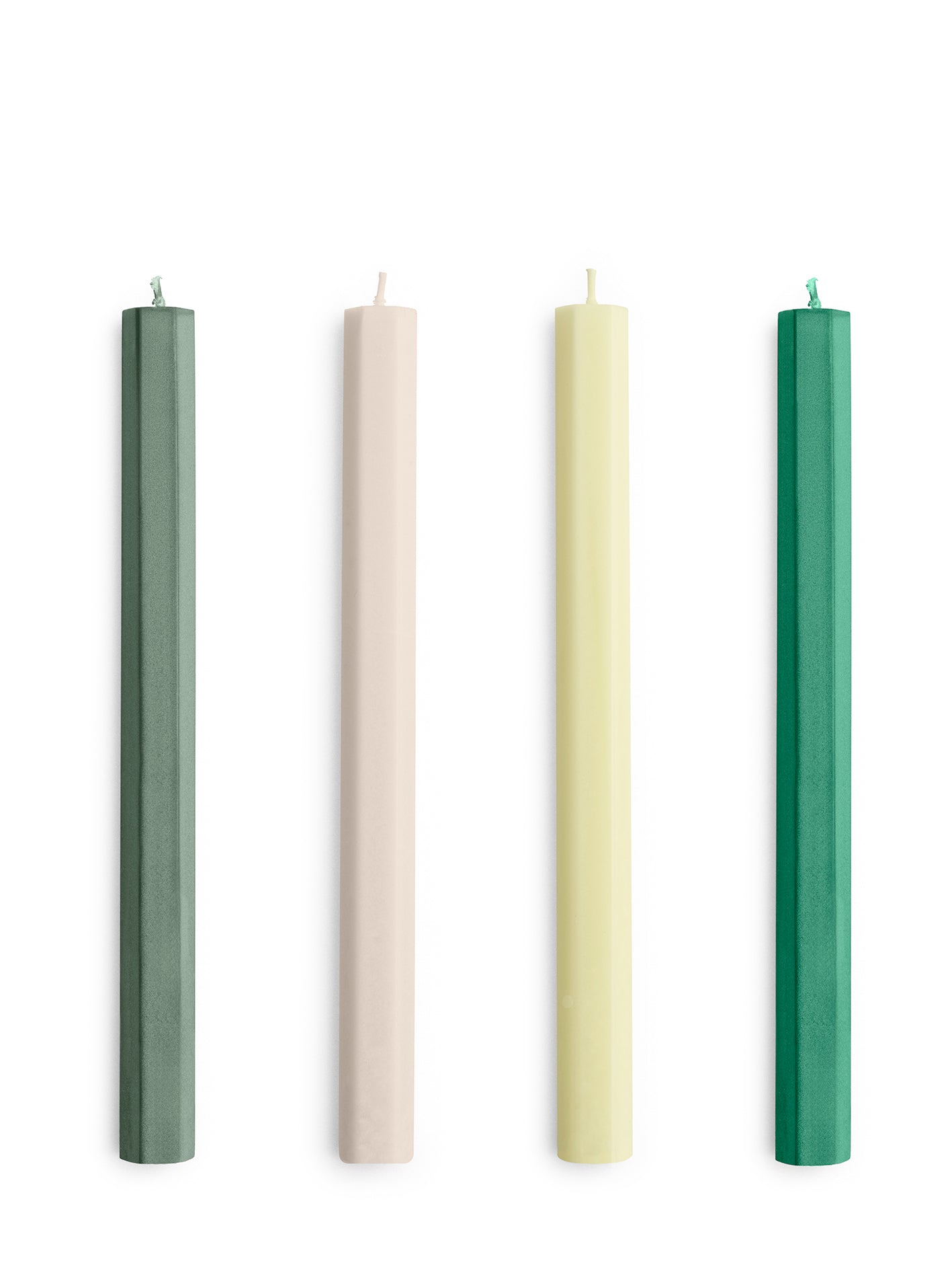 Hexagon candle set of 4, 3 colour combos