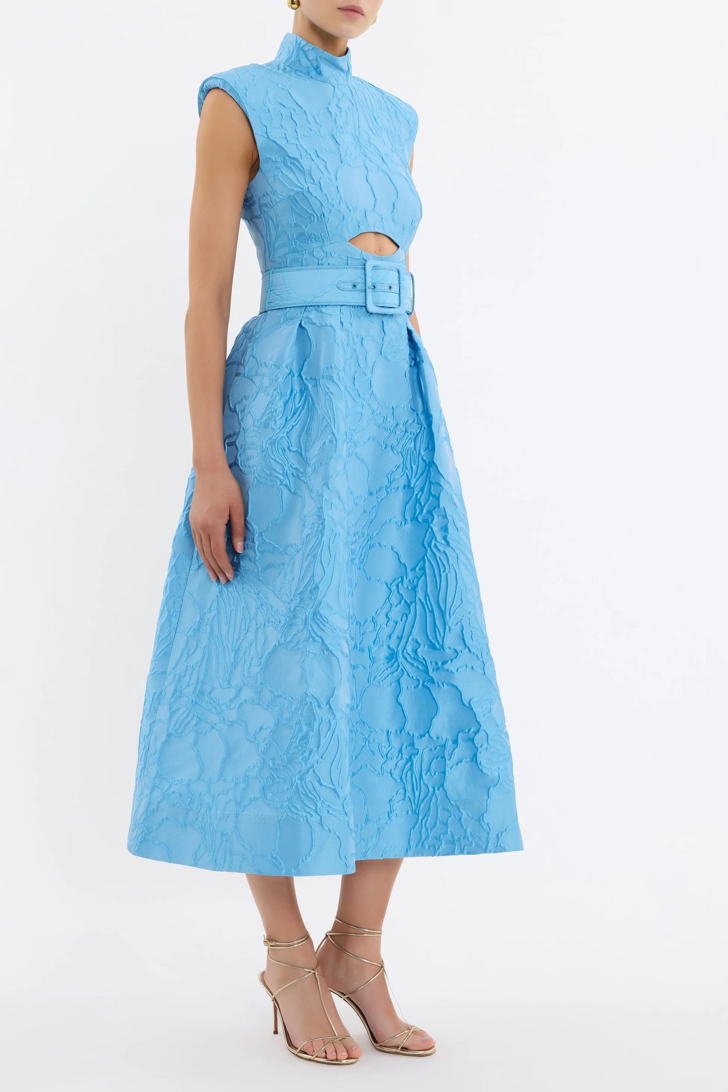 Aegir textured sleeveless midi dress, blue