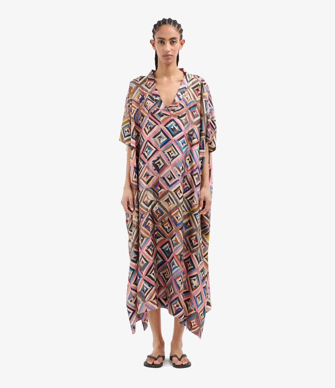 Aloe Kaftan dress, multicoloured kaleidoscope print