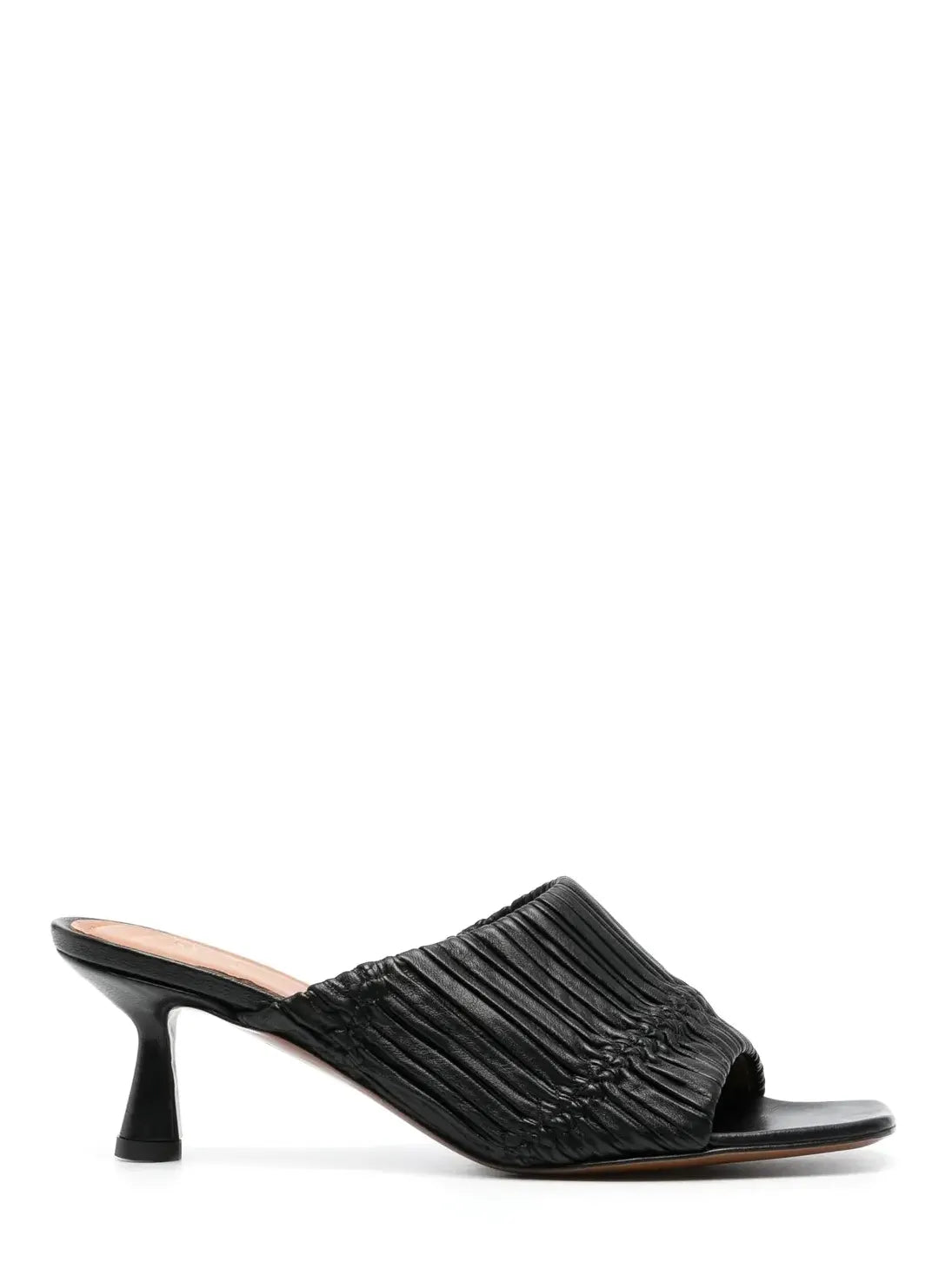 Caserta square-toe leather mules, black