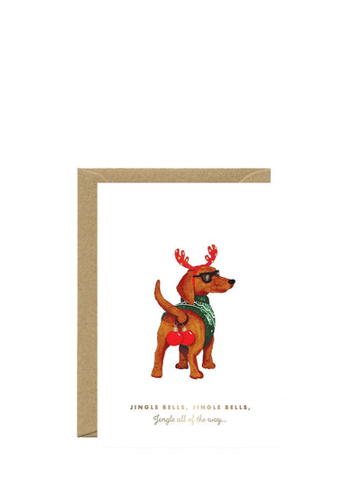 Jingle bells dog christmas card