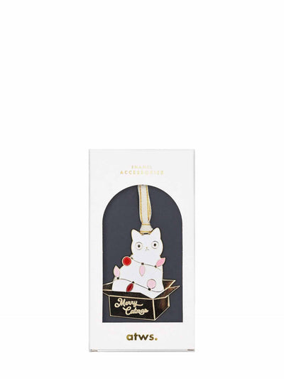 Merry catmas enamel ornament