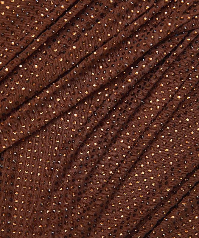 Rhinestone mesh cut out top, brown