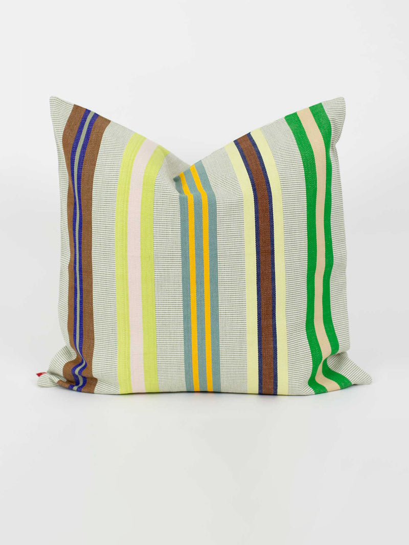 Vina square cushion cover, green-multicolour stripes (50x50cm)