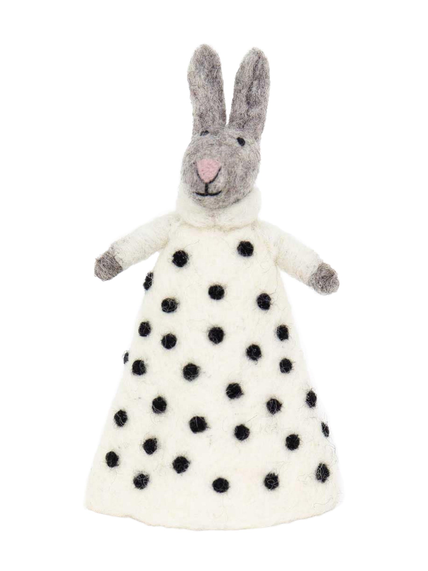 Felt Bunny long dress eggwarmer, white-black