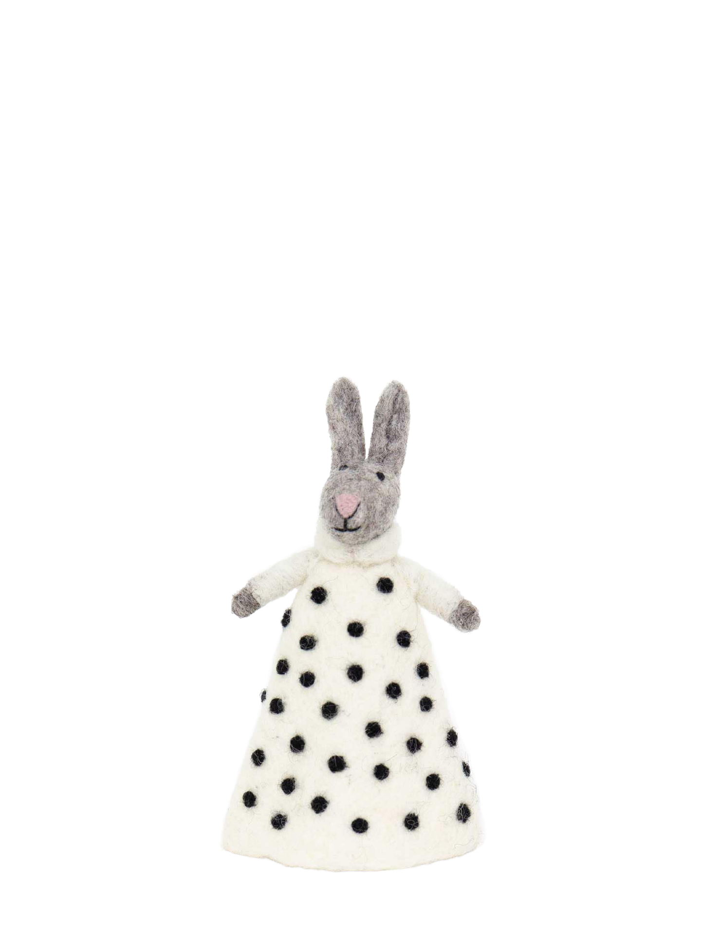Felt Bunny long dress eggwarmer, white-black