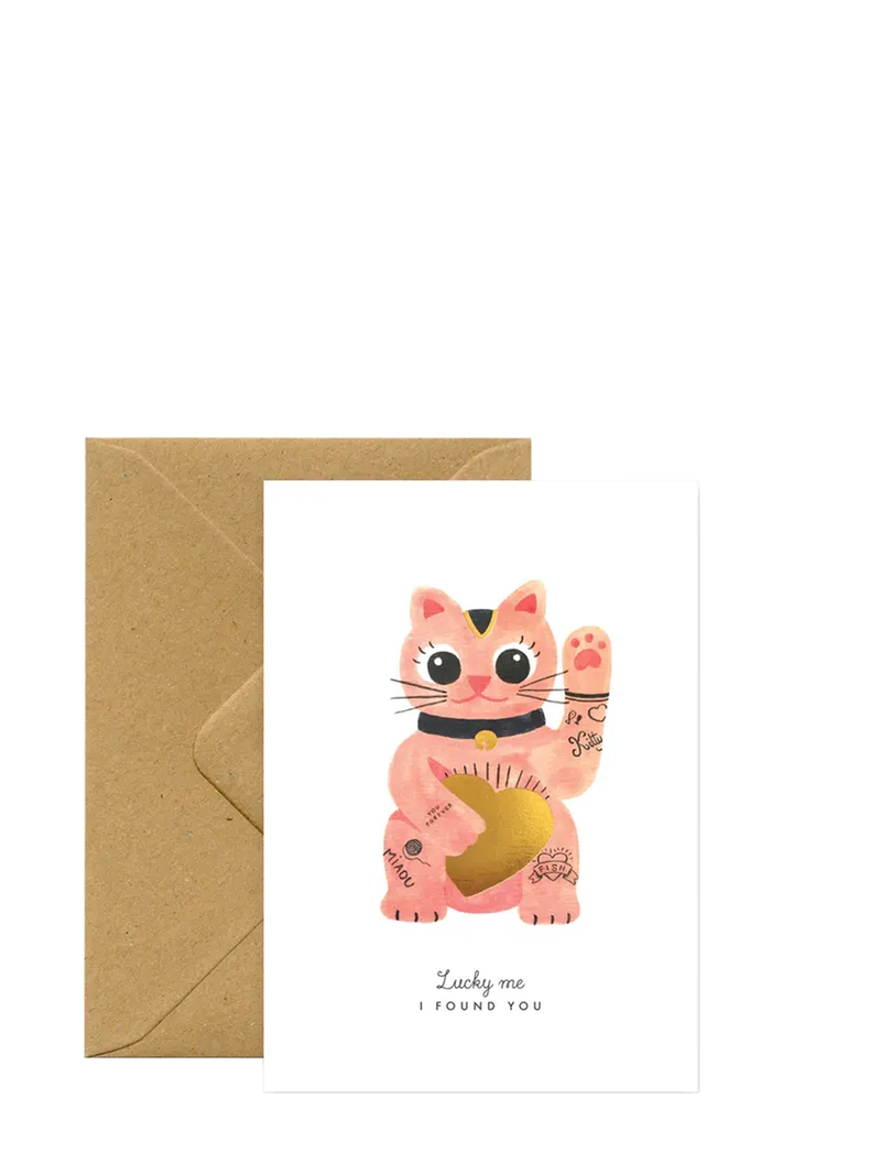Lucky cat, love & friendship card