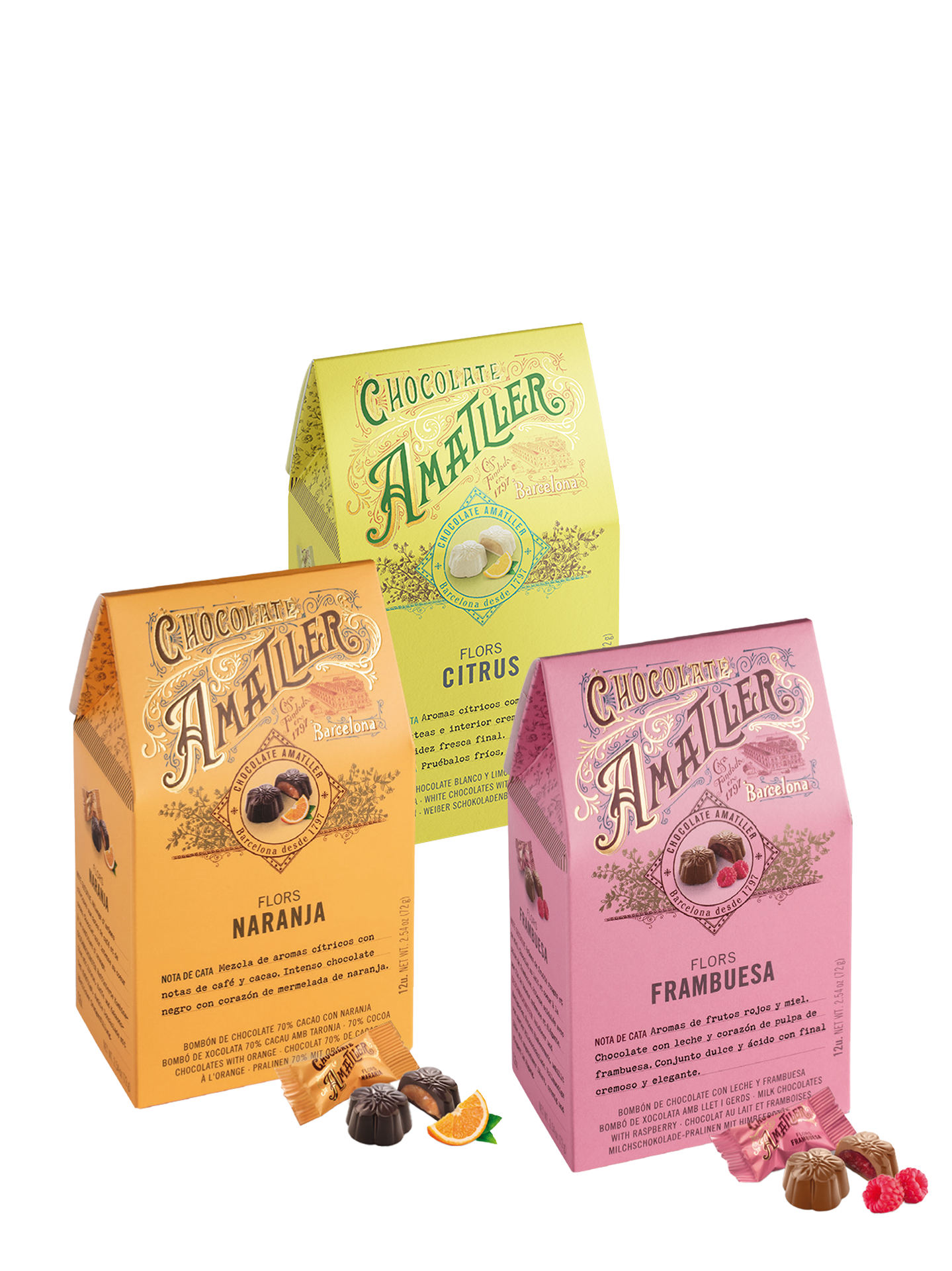 Amatller Gift box Chocolate flowers 72g, 3 flavours